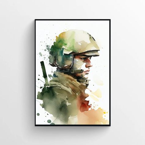 Army Painting Art, Solider Army, Wounded Soldier Art, Soldier Painting, Soldier Portrait, Army Painting, Military Drawing, Military Paint, Military Soldier Art