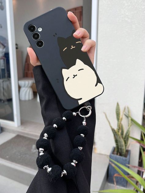 With Phone Charm 1pc Black TPU Phone Case With Black & White Cat Design And 1pc Black Ball Decor Bracelet Compatible With Iphone/Matching Phone Case/Phone Stand Case/Funny Phone Case/Android Phone Case/Samsung Phone Case/Xiaomi Phone Case/OPPO Phone Case/Compatible With Iphone 15 PRO MAX Case/Samsung A14 Case/Samsung A54 Case/Samsung A52 Case/Samsung A31 4G Case/Samsung A23 Case/Redmi Note 8 Pro Case/Redmi Note 11 Pro 4G Case/Redmi Note 12 4G Case/OPPO A54 Case Multicolor    TPU Animal,Geometric Samsung A23 Phone Case, Iphone 16 Case, Samsung A23, Daisy Phone Case, Samsung A52, Matching Phone Cases, Redmi Note 11 Pro, Cute Ipad Cases, Redmi Note 8 Pro