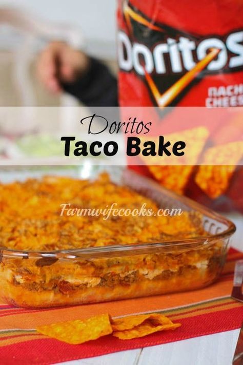 Crescent Rolls Ground Beef, Doritos Taco Bake, Doritos Recipes, Easy Casserole Recipe, Doritos Taco, Baked Tacos Recipe, Dorito Casserole, Taco Bake, Crescent Roll Recipes