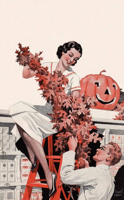 Vintage November Images, 1940s Thanksgiving, Vintage Fall Illustration, Retro Autumn, Vintage Thanksgiving Illustrations, Vintage Thanksgiving Aesthetic, Thanksgiving Vintage, Vintage Fall Backgrounds, Retro Thanksgiving