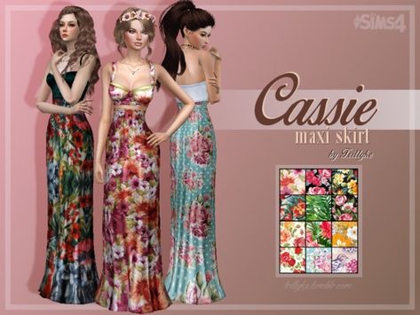 Trillyke - Cassie Maxi Skirt Simple Maxi, Sims Baby, Palm Dress, Maxi Skirt Set, Summer Festival Outfit, Sims 4 Update, Sims 4 Cc Packs, Crop Top Set, Floral Dresses Long