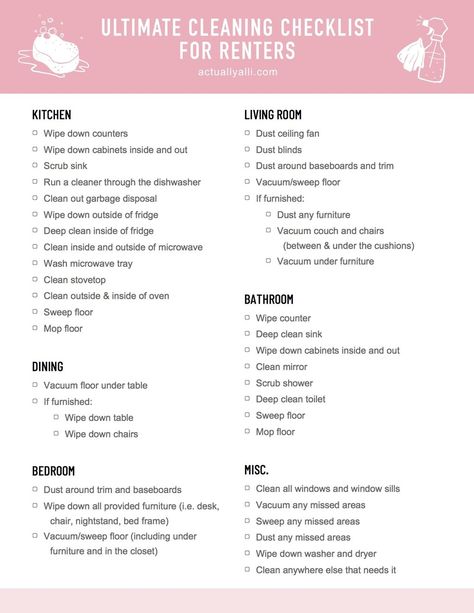 Cleaning Apartment Move In, Apartment Move In Cleaning Checklist, First Apartment Checklist Printable, Moving Into A Rental House Tips, Move In Tips Apartments, Moving Out Advice, Rental Move Out Cleaning Checklist, New Apartment Cleaning Checklist, Apartment Move Out Cleaning Checklist