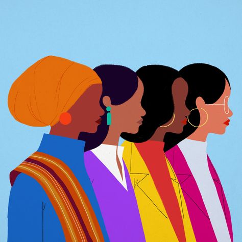 This illustration was created by Jovanna Tosello for International Women's Day. The piece features some of the freshman congress-women elected to office in the US: Ilhan Omar, Deb Haaland, Jahana Hayes, and Alexandria Ocasio-Cortez.   #illustration #illustrationart #illustrator #femaleempowerment #congress Feminism Art, Woman Illustration, Feminist Art, Black Art, 그림 그리기, Ladies Day, Female Art, Graphic Illustration, Art Girl