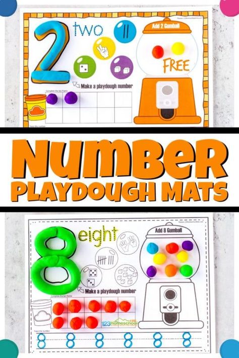 Fimo, Playdough Letter Mats, Spider Math Activities, Playdough Numbers, Playdough Number Mats, Playdough Letters, Trace Numbers, Number Activities Preschool, Preschool Numbers