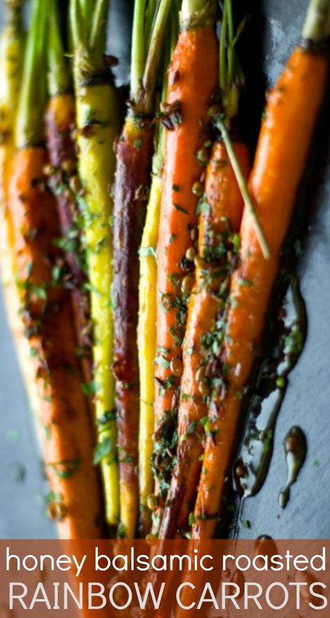 Tri Colored Carrots Recipe, Rainbow Carrot Recipes, Balsamic Carrots, Carrot Recipes Side Dishes, Old Dishes, Carrots Side Dish, Honey Carrots, Roasted Rainbow Carrots, Baked Carrots