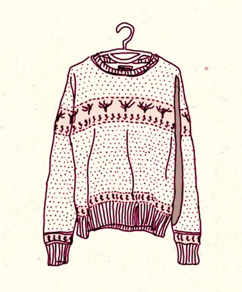 drawings Sweater Drawing, Tumblr Transparents, Art Outfits, Ivy Style, Old Sweater, Ugly Sweater Party, Fair Isle Sweater, Indie Kids, Cute Animal Drawings