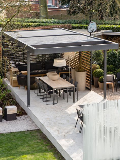 Modern Outdoor Dining Sets, Modern Gazebo, Alfresco Dining Area, Pergola Design, Outdoor Dining Spaces, Patio Roof, Pergola Plans, Outdoor Entertaining Area, Pergola Patio