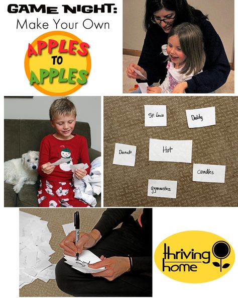 How to Make Your Own "Apples to Apples" Game Apples To Apples Game Diy, Diy Apples, Freezer Meals Recipes, Thanksgiving Guide, Fun Holiday Activities, Apples To Apples, Thriving Home, Diy Apple, Apple Christmas