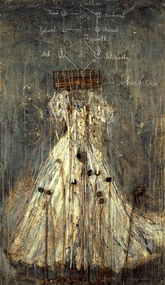 Anselm Kiefer ~ "Schechina" (1999) Oil, emulsion, acrylic, lead and aluminum wire cage on canvas 190 x 330 cm.  *feminine virtues of the Divine* via Mutual Art ©Anselm Kiefer Anslem Kiefer, Anselm Kiefer, Artist Models, Sculpture Installation, Art Plastique, Contemporary Paintings, Mixed Media Art, Art Works, Artist Inspiration