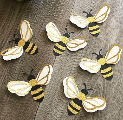 6pcs 3D Bumble Bee Paper Wall Decor What Will It BEE | Etsy Bee Party Theme, Bee Room Decor, Bumble Bee Craft, Bee Paper, What Will It Bee, Bee Theme Party, Paper Wall Decor, Bee Baby Shower Theme