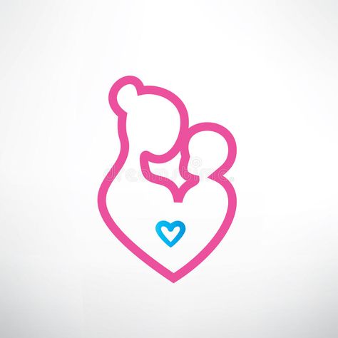 Photo about Mother and baby symbol in a heart shape. Illustration of idea, concept, help - 43728304 Symbol Of Mother, Pregnant Logo, Motherhood Silhouette, Mother With Baby Drawing, Mom And Baby Illustration, Mother And Baby Tattoo, Motherhood Logo, Apple Vector, Baby Logo Design