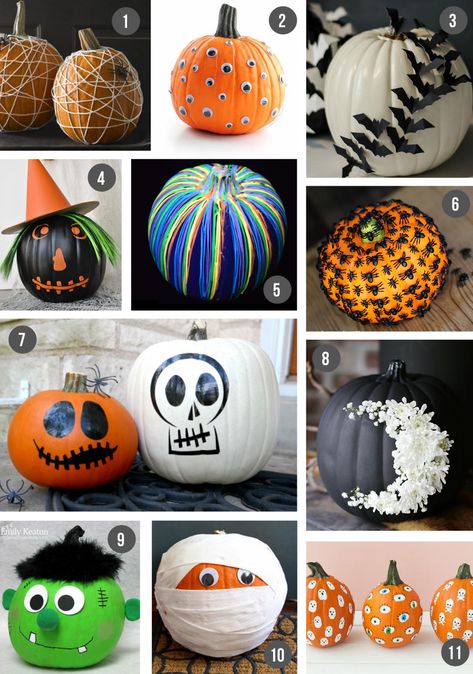 Best No-Carve Pumpkin Decorating Ideas for Kids || Easy ways to decorate your pumpkin without any carving - use paint, printables, paper and other arts and crafts supplies. Creative and cute! #pumpkins #halloweendecor #halloween Easy Pumpkin Decorating, Decorate Pumpkins, Minnie Mouse Pumpkin, Creative Pumpkin Decorating, Creative Pumpkin Painting, Character Pumpkins, No Carve Pumpkin Decorating, Hallowen Ideas, Halloween Pumpkin Designs