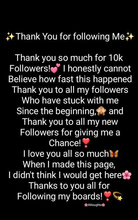 “I just reached 10k followers FINALLY 🤩 Thank You for following Me✨ Thank you so much for 10k  Followers!💕 I honestly cannot Believe how fast this happened Thank you to all my followers Who have stuck with me Since the beginning,🙈 and Thank you to all my new Followers for giving me a Chance!❣  I love you all so much🦋 When I made this page,  I didn't think I would get here🌸 Thanks to you all for  Following my boards!❣💫 Pinterest asmamujeerr Follow This Page Instagram Story, How To Get 10k Followers On Instagram, Insta 10k Followers, Follow My Page Instagram Story, 10k Followers Thank You Instagram Story, Instagram Thank You Story Ideas, 10k Followers Thank You Instagram, 10 K Followers Thank You, 10k Followers Instagram Vision Board