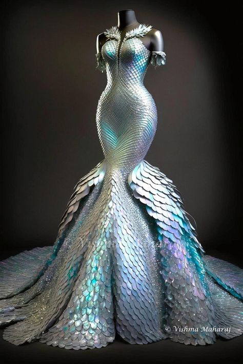 Vishma Maharaj, Mermaid Couture, Starfall Ball, Mermaid Queen, Fashion Show Themes, Snake Dress, Book Dress, Mermaid Outfit, Fantasy Dresses