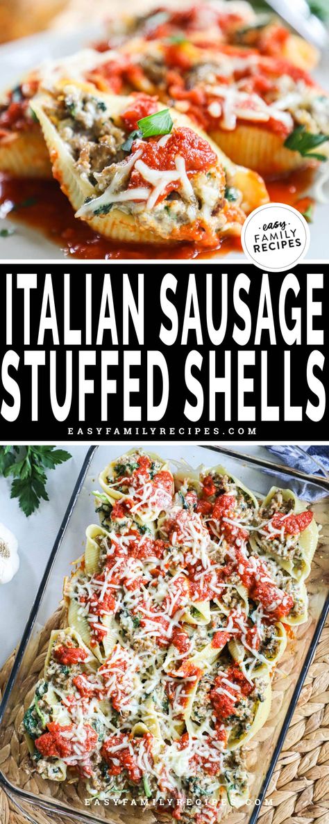 Italian Sausage And Spinach Stuffed Shells, Jeffrey Eisner Sausage And Shells, Queso Stuffed Shells, Stuffed Shells With Italian Sausage And Ricotta, Stuffed Pasta Shells Italian Sausage, Ground Sausage Stuffed Shells, Stuffed Shells Recipe Sausage Spinach Ricotta, Sausage Stuffed Shells Recipe, Stuffed Shells Recipe No Ricotta