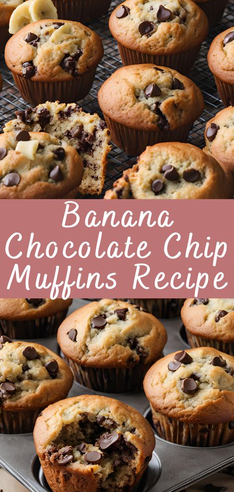 Best Banana Chocolate Chip Muffins Recipe | Cheff Recipes Homemade Banana Muffins Recipe, Banana Chocolate Chip Muffins Small Batch, Banana Bread Muffins Greek Yogurt, The Best Banana Bread Muffins, Healthy Banana Chocolate Chip Muffins Oats, Yummy Banana Muffins, Easy Muffin Recipes Banana, Banana Muffins With Butter, Delicious Banana Muffins