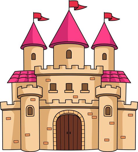 Castle Cartoon, Castle Clipart, Drawing Dragon, Castle Vector, Castle Illustration, Castle Drawing, Royal Castles, Castle Art, Disney Castle