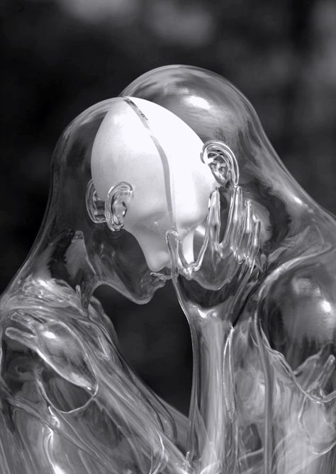 Kyuin Shim | digital sculptures Art Bizarre, Digital Sculpture, Sculpture Metal, Foto Art, Sculpture Installation, White Photo, Two People, Glass Sculpture, 3d Art