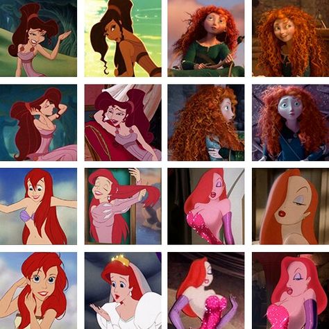 Why does every red haired Disney character wear green or pink? Disney Redheads, Ginger Characters Halloween, Halloween Costumes For Gingers, Ginger Halloween Costumes, Red Hair Disney, Redhead Princess, Red Hair Costume, Red Head Cartoon, Red Head Halloween Costumes