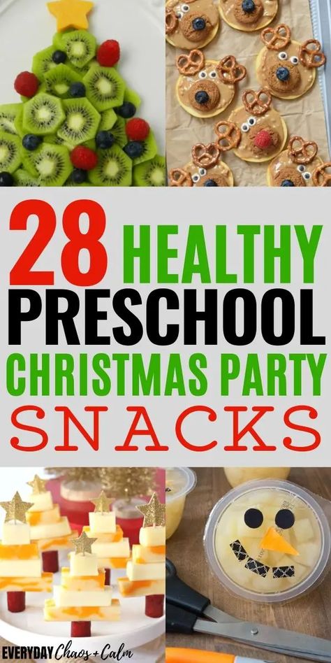 28 Yummy & Healthy Preschool Christmas Party Snacks Kid’s Christmas Snacks, Healthy Snack Christmas Party Kids, Fun Healthy Christmas Snacks For Kids, Preschool Holiday Party Snacks, Daycare Party Snacks, Snack Ideas For Kids Christmas Party, Healthy Christmas School Snacks, Christmas Party Healthy Snacks, Holiday Themed Snacks For Kids