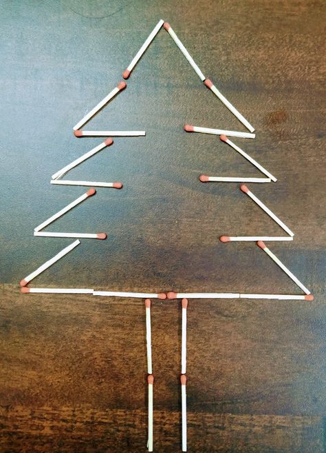 Making 2D design of Christmas tree using matchsticks. Match Stick Art, Crismas Tree, Matchstick Craft, Sticks Crafts, School Kids Crafts, Easy Art For Kids, Brain Gym, Stick Art, Match Stick