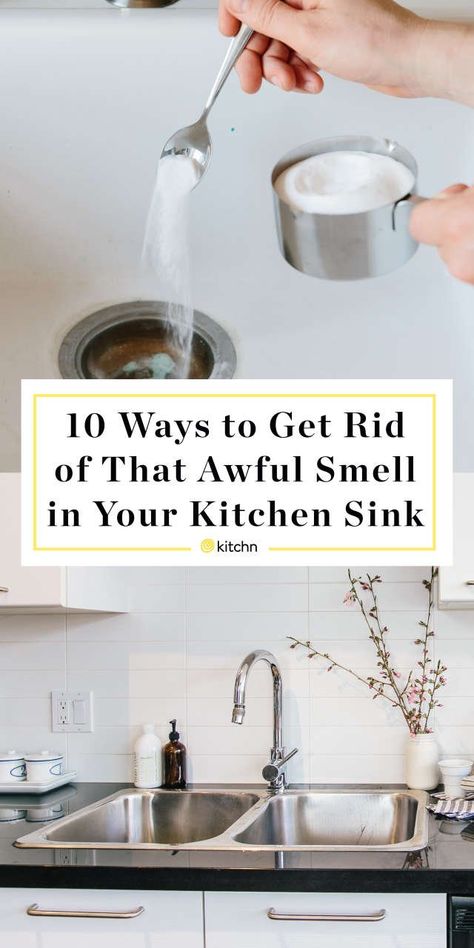 Get Rid of Stinky Kitchen Sink Smells. Does your sink smell like sewer or rotten eggs in your kitchen or bathroom? Here's how to freshen it up and make it smell good without any chemicals! How To Get Rid Of Stinky Sink Drains, How To Get Rid Of Smelly Sink Drains, Kitchen Sink Smells Bad, Sink Smells Bad How To Get Rid, Kitchen Sink Cleaning Hacks, Kitchen Drain Smell, Smelly Sink Drain, Sink Drain Smell, Smelly Sink