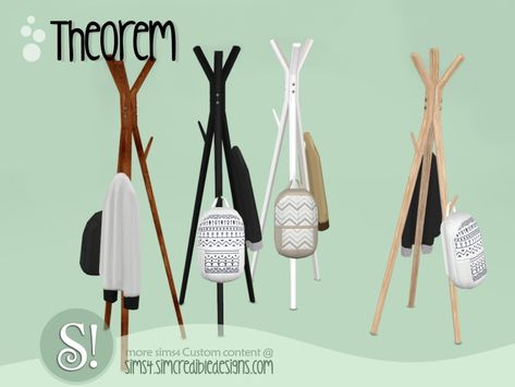 SIMcredible!'s Theorem Hallway - clothes rack Sims 4 Coat Rack Cc, Sims 4 Cc Clothes Decor, Sims 4 Clothes Rack, Sims 4 Teen Clutter, Sims 4 Cc Modern, The Sims 4 Objects, S4cc Furniture, The Sims 4 Cc Objects, Cc Patreon