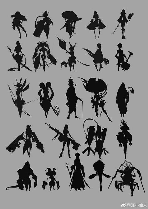 Character Shilouette Design, Creature Silhouette Concept, Sillouttes Concept Art, Character Thumbnails Sketch, Thumbnail Sketches Character, Character Sillouhette Design, Character Silhouettes Concept, Thumbnail Character Design, Character Sillouhette