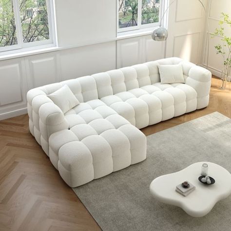 L Shape Sectional Sofa, Living Room Designs L Couch, White Cloud Sectional, White L Shaped Couch, Unique Sectional Sofa, L Sofa Living Room Small Spaces, Sofas Ideas Living Room Modern L Shape, L-shape Sofa, Uae House