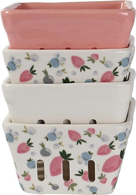 https://amzn.to/44bwSKt 7Penn Ceramic Berry Basket Colander Fruit Bowl, Set of 4 - Decorative Ceramic Fruit Carton for Produce Storage Tomato Storage, Ceramic Berry Basket, Ceramic Berry Bowl, Berry Colander, Blueberry Picking, Produce Storage, Ceramic Cafe, Berry Basket, Ceramic Basket