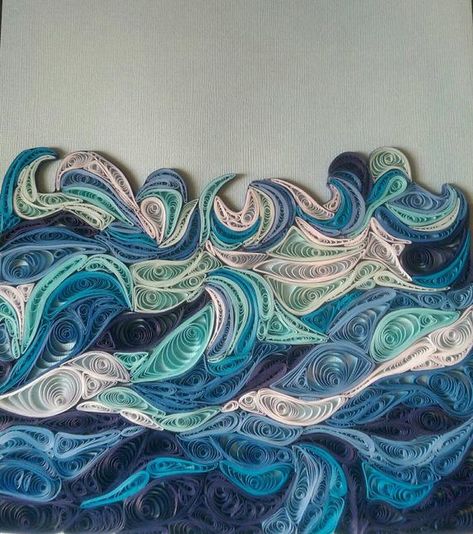 Quilled abstract wave wall art | Etsy Quilling Ocean, Water Nursery, Paint Waves, Quilling Inspiration, Wave Wall Art, Driftwood Frame, Paper Quilling Ideas, Arte Quilling, Wave Wall