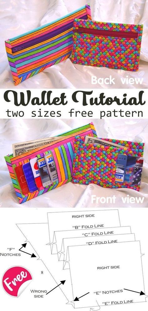 Wallet Tutorial 2 Sizes Pattern Couture, Credit Card Wallet Sewing Pattern Free, Credit Card Holder Pattern Free, Credit Card Wallet Diy, Fabric Wallet Pattern Free, Wallet Purse Pattern, Diy Wallet Pattern Free, Sewed Bags, Credit Card Wallet Pattern