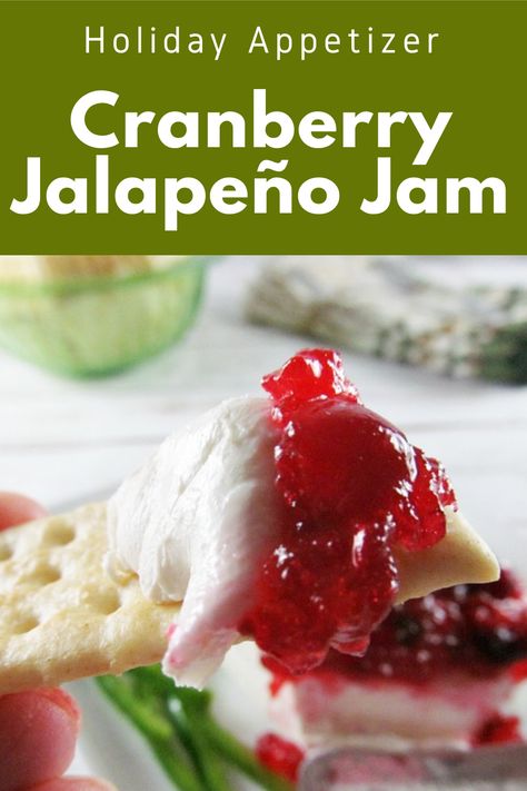 Cranberry Jalapeño Jam is made from of spicy jalapeño and cranberry. This Cranberry Jalapeño jelly cream cheese appetizer is one of our favorite appetizers served during the holidays. And it’s an cranberry pepper jelly recipe. #CranberryJalapenoJam #CranberryJalapenoJelly #SpicyJalapenoCranberry #CranberryJalapenoJellyCreamCheese #HolidayAppetizer #ThanksgivingRecipe #myturnforus Cranberry Pepper Jelly Cheese Dip, Cranberry Jalepeno Recipes, Fig Jalapeno Pepper Jelly, Cranberry Hot Pepper Jelly, Hot Pepper Cranberry Jelly, Cranberry Jalapeno Jam Canning, Cranberry Jalapeño Jelly, Cranberry Pepper Jelly Recipe Canning, Jalapeno Cranberry Jelly