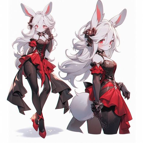 Kemonomimi Bunny, Rabbit Girl Character Design, Bunny Girl Character Design, Bunny Oc Art, Bunny Outfit Drawing, Bunny Human Hybrid, Bunny Girl Oc, Bunny Ears Drawing, Comics About Love