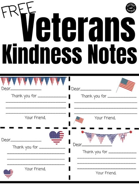 These thank you notes printables are perfect to write to active military members or veterans and are a great way to help our kids spread kindness. They're perfect as a 4th of July activity, a Veteran's Day activity, or a 9/11 activity #kindness #kindnessactivities #kindnessactivitiesforkids #veteransday #9/11 #september11 #4thofjulyactivities #gratitude #thankyounotes #military Veterans Thank You, Veterans Day Cards Printables, Veterans Day Activities For Kids Free Printable, Girl Scout Veterans Day Activities, Veterans Day Worksheets For Preschool, Veterans Day Kids Craft, Veterans Day Thank You Cards From Kids, Diy Veterans Day Cards, Veterans Day Lessons For Kids