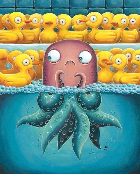 Squid Painting, Rubber Duck Bathroom, Duck Bathroom, Behind Enemy Lines, Octopus Art, Wooden Jigsaw Puzzles, Wooden Jigsaw, Puzzle Design, Kraken