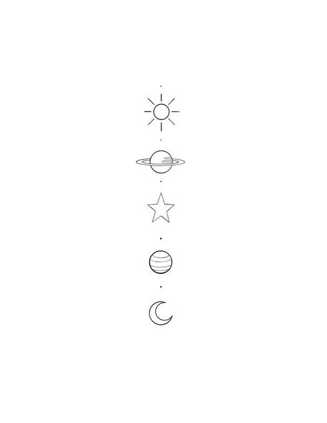 Planets Tattoo Simple, Tato Geisha, Planet Tattoo, Small Girly Tattoos, Universe Tattoo, Hand And Finger Tattoos, Planet Tattoos, Sun Moon And Stars, Small Pretty Tattoos