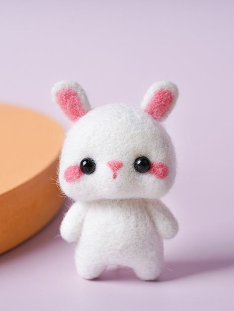 1set Cartoon Rabbit Felt Poke Kit Origami Bag, Needle Felting Diy, Handmade Plushies, Crochet Headband Pattern, Cartoon Rabbit, Needle Felting Kits, Needle Felting Projects, Rabbit Toys, Rabbit Cartoon