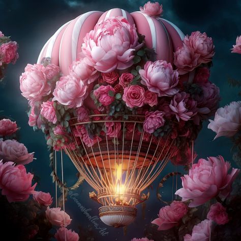 Cocomarshmallow_art (@cocomarshmallow_art) | Instagram M Tattoos, Natural Fence, Arte Floral, Beautiful Fantasy Art, الرسومات اللطيفة, Bird Cage, Hot Air Balloon, Fantasy Books, Air Balloon