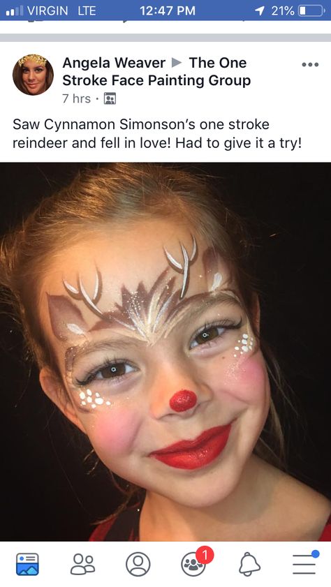 Rudolph Face Paint Kids, Christmas Face Painting Reindeer, Rudolph Makeup Kids, Reindeer Face Paint Easy, Candy Cane Face Paint, Reindeer Makeup Kids, Rudolph Face Paint, Reindeer Facepainting, Christmas Face Painting Easy