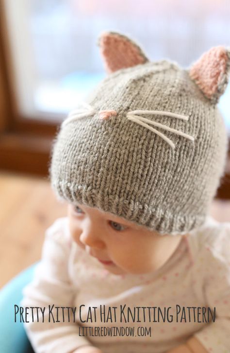 Baby Cat Hat KNITTING PATTERN  //  Cat Ear Hat Pattern   //   Baby Knit Hat Pattern with Cat Ears