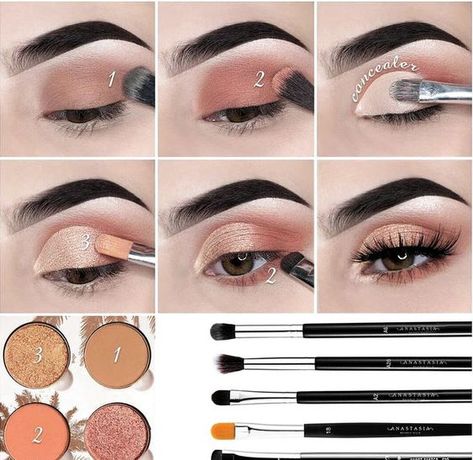 Teknik Makeup, Eyeshadow Tutorial For Beginners, Beginner Eyeshadow, How To Use Makeup, Natural Eye Makeup Tutorial, Membentuk Alis, Mekap Mata, Makeup Pictorial, Makeup Tip