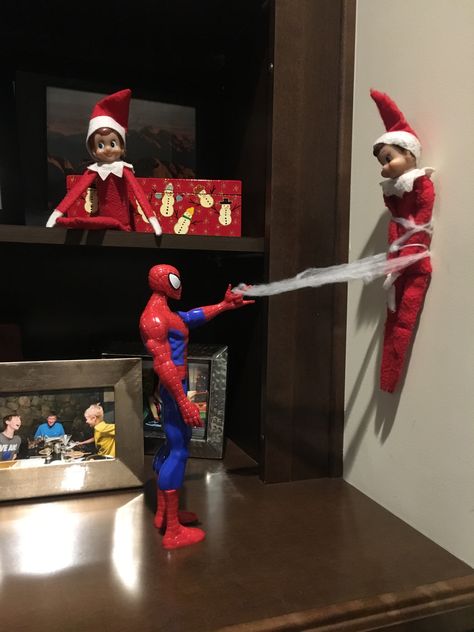 Elf On The Shelf And Woody, Ninja Elf On The Shelf, Elf On The Shelf Ideas Spiderman, Crazy Elf On The Shelf Ideas Creative, Spider Man Elf On Shelf, Super Hero Elf On The Shelf Ideas, Elf On The Shelf Spiderman, Epic Elf On The Shelf Ideas, Elf Pictures