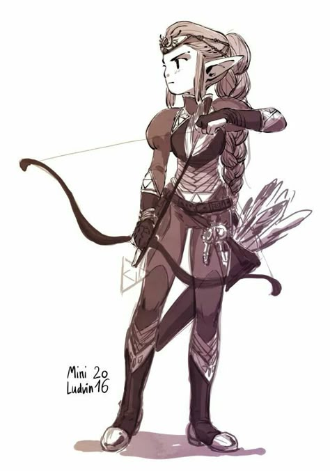 Warriors Elf Princess Warrior, Archer Design Character, Crossbow Pose, Side Character, Character Design Cartoon, Character Design Challenge, Comics Illustration, Hair Drawing, Bow And Arrow