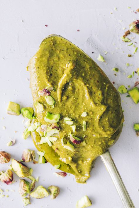 Easy Pistachio Butter at Home (ready in 30 mins!) Pistachio Recipes Healthy, Pistachio Paste Recipe, Butter At Home, Pistachio Recipes, Pistachio Butter, Peanut Butter Granola, Whole New World, Vegetarian Recipes Easy, Butter Recipe