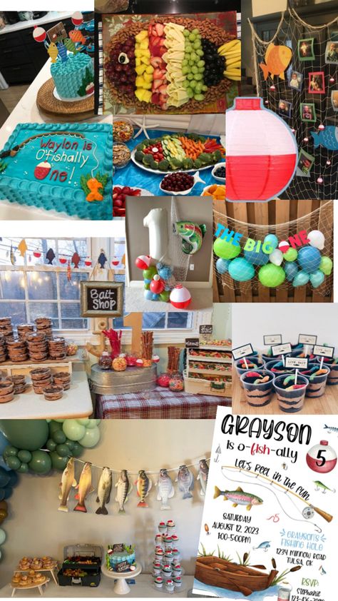 First Bday Fishing Theme, Ofishally One Birthday Food, Fish Party Ideas, Oh Fishally One Birthday, O Fish Ally One Birthday, Fishing Theme Birthday, Fishing Theme Party, Fishing Themed Birthday Party, Fishing Baby