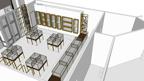 Jewelry Shop Interior Design, Jewelry Shop Interior, Modern Jewelry Display, Sketchup Warehouse, 3dwarehouse Sketchup, Jewelry Table Display, Interior Design Sketchbook, Jewelry Store Interior, Wall Display Cabinet