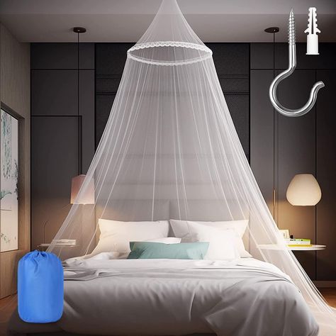 PRICES MAY VARY. 🌙 Lightweight and Breathable: This mosquito net is made of premium polyester material with the finest mesh, not only can allow the air to circulate, but also effectively prevent the mosquitoes from entering your bed when you sleep, giving you a comfortable sleeping. 🌙 Generic Size: The mosquito net measures 60*270*1050cm(11.42 * 10.24 * 0.59 inches), It fits all beds from single to king size and toddler's bed,etc. Keep yourself safe with mosquito net suitable for Double and si Single Bed Canopy, Net Bed, Mosquito Nets For Beds, Mosquito Net Bedroom, White Bed Canopy, Mosquito Net Bed, Bed Net, Bed Drapes, Hanging Bed