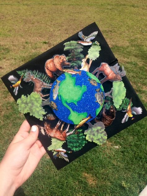 My 3D grad cap! Majoring in Fish and Wildlife Management Wildlife Graduation Cap, Zoology Graduation Cap, Ecology Graduation Cap, Animal Graduation Cap, Environmental Science Graduation Cap, Nature Grad Cap, Nature Graduation Cap, Biology Graduation Cap, Science Graduation Cap