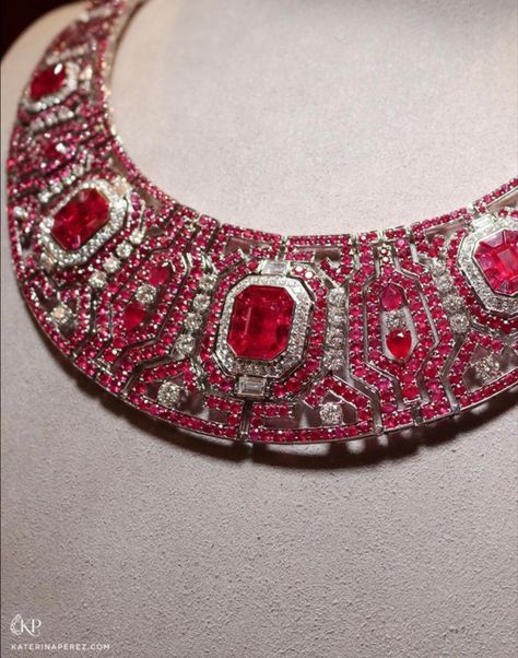 Katerina Perez Luxury Red Jewelry With Center Stone, Luxury Fine Jewelry With Garnet, Red Fine Jewelry With Sparkling Stones, Kathrine Peirce Dresses, Katerina Perez Jewellery, Blink Blink, Neck Pieces Jewelry, Katerina Perez, Neck Piece